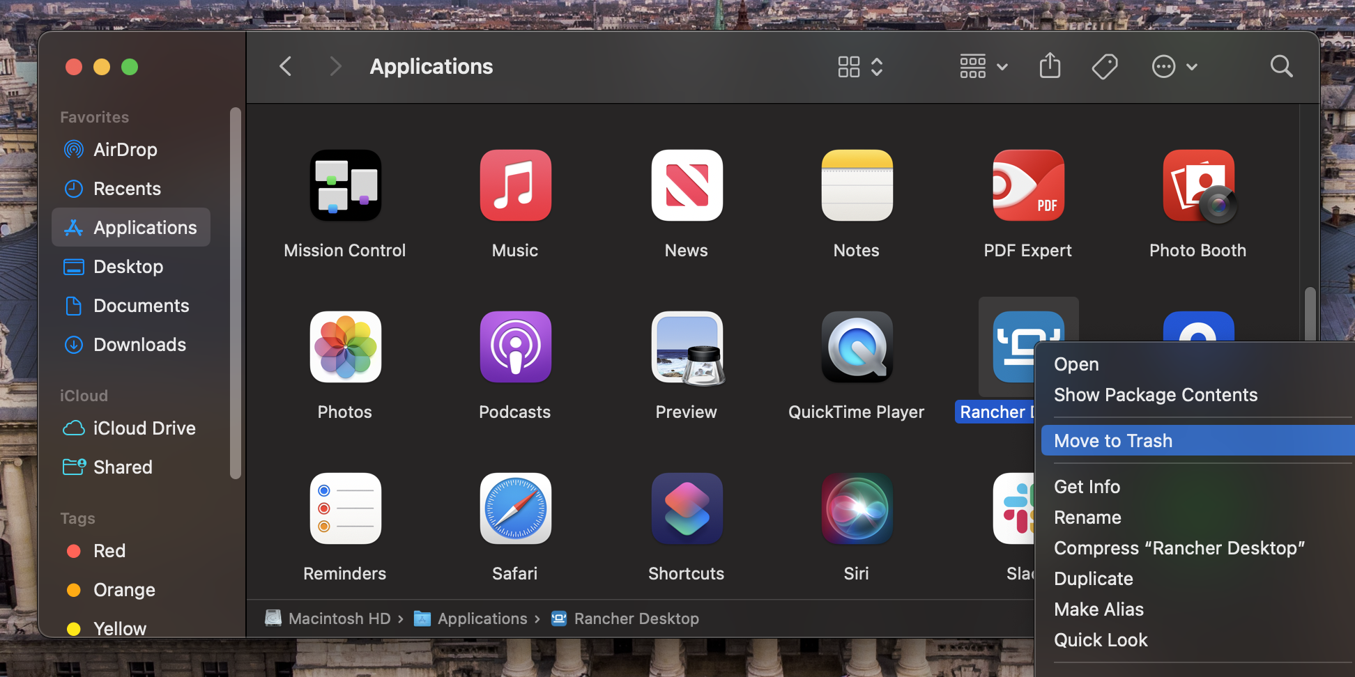 Move Application to Trash